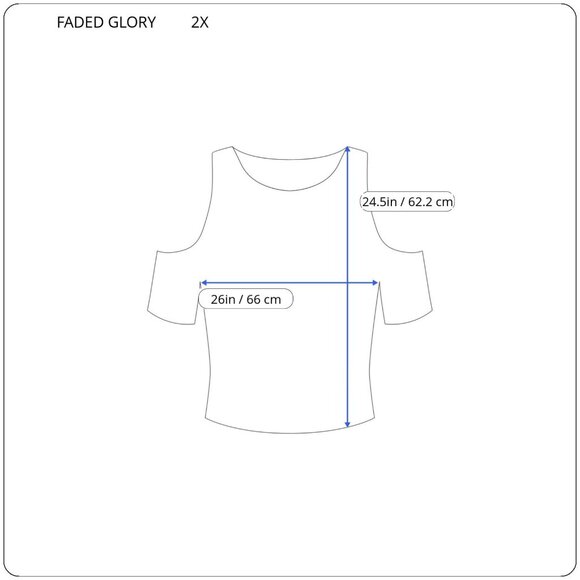 Faded Glory Womens Top 2X Plus Tee Cold Shoulder Poly Blend Blue STR43XE - Picture 2 of 7